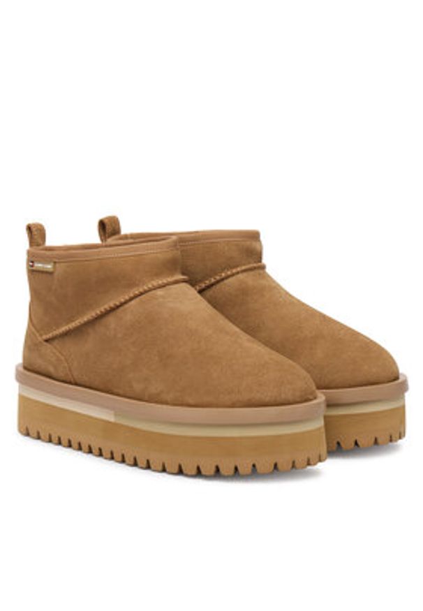 Tommy Jeans Śniegowce Tjw Flatform Snow Boot Suede EN0EN02841 Brązowy. Kolor: brązowy. Materiał: zamsz, skóra