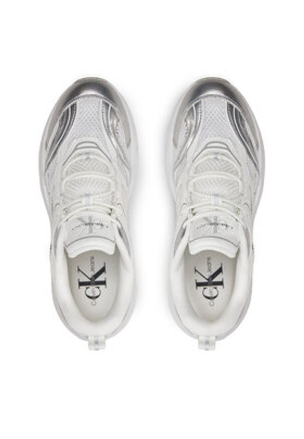Calvin Klein Jeans Sneakersy Retro Tennis Low Lace Mh Ml Mtl YW0YW01463 Biały. Kolor: biały. Materiał: skóra