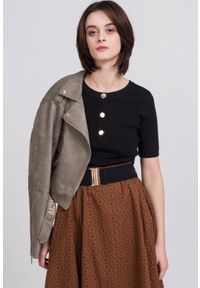 Monnari - Sweter z ozdobnymi guzikami. Kolor: czarny. Materiał: wiskoza. Długość rękawa: krótki rękaw. Długość: krótkie #2
