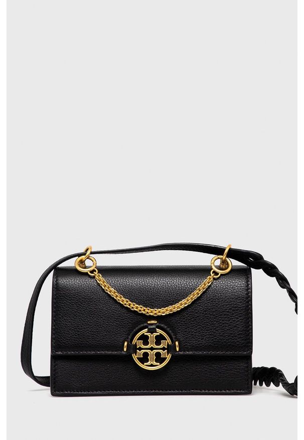 Tory Burch - Torebka skórzana. Kolor: czarny. Materiał: skórzane. Rodzaj torebki: na ramię