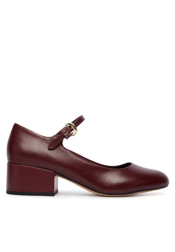 TOMMY HILFIGER - Tommy Hilfiger Czółenka Heeled Maryjane Buckle FW0FW09347 Bordowy. Kolor: czerwony. Materiał: skóra