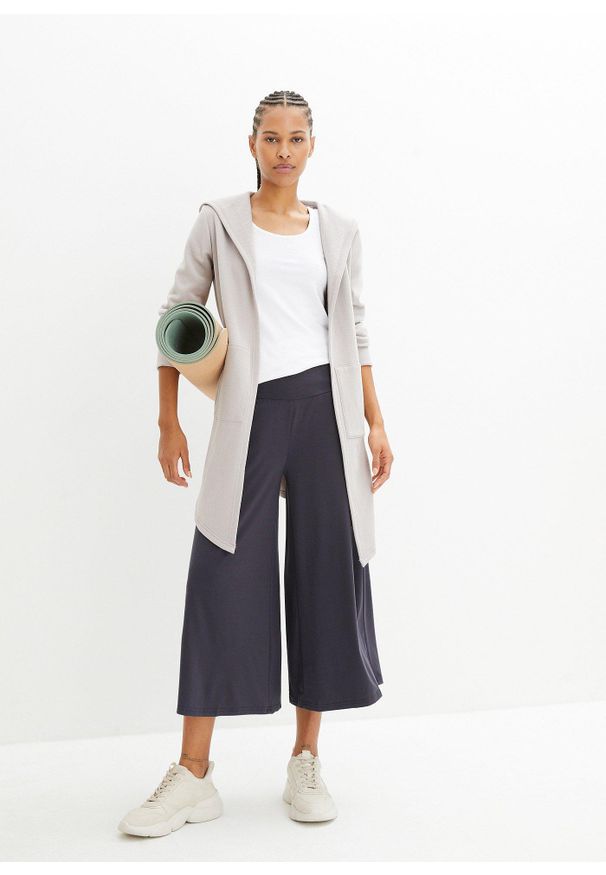 bonprix - Wygodne spodnie culotte z szeroką nogawką. Kolor: niebieski. Materiał: materiał. Styl: klasyczny, sportowy