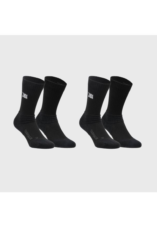 TARMAK - Skarpety do gry w koszykówkę dla mężczyzn i kobiet Tarmak NBA SO900 2 pary. Kolor: czarny. Materiał: poliester, elastan, bawełna, poliamid, wiskoza. Sport: koszykówka