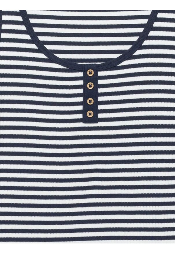 Big-Star - Sukienka damska w białe paski granatowa Yunna 403. Kolor: niebieski. Materiał: dzianina, materiał. Długość rękawa: na ramiączkach. Wzór: paski. Typ sukienki: dopasowane