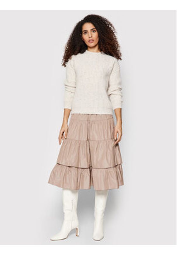 CAPPELLINI - Cappellini Sweter M99249F05 9088C Beżowy Regular Fit. Kolor: beżowy. Materiał: wełna