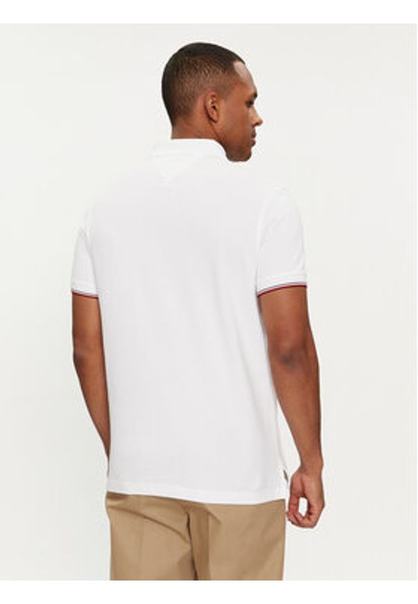 TOMMY HILFIGER - Tommy Hilfiger Polo Logo MW0MW34841 Biały Regular Fit. Typ kołnierza: polo. Kolor: biały. Materiał: bawełna