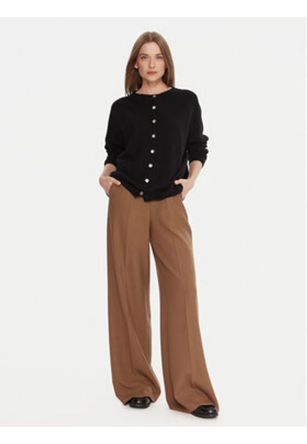 Kontatto Kardigan 3M0978C Czarny Relaxed Fit. Kolor: czarny. Materiał: wełna