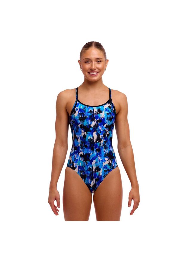 Strój kąpielowy jednoczęściowy FUNKITA You Messer - Diamond Back. Kolor: niebieski, czarny, wielokolorowy