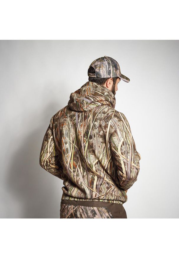 SOLOGNAC - Bluza myśliwska Solognac 500 camo mokradła. Typ kołnierza: kaptur. Kolor: wielokolorowy. Materiał: polar