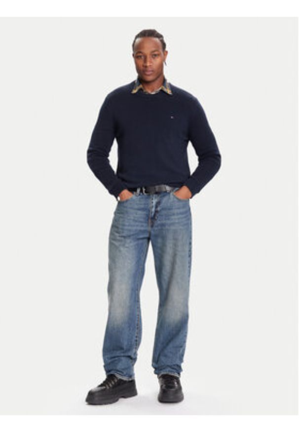 Tommy Jeans Sweter DM0DM21787 Granatowy Regular Fit. Kolor: niebieski. Materiał: bawełna