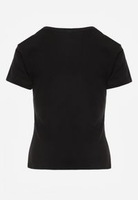 Born2be - Czarny Gładki T-shirt z Bawełny z Krótkim Rękawem Charise. Kolor: czarny. Materiał: bawełna. Długość rękawa: krótki rękaw. Długość: krótkie. Wzór: gładki. Sezon: wiosna, lato #4