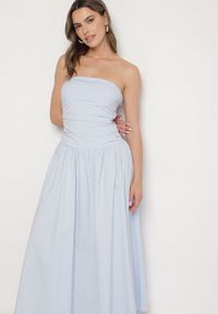 Born2be - Niebieska Sukienka z Bawełny Typu Bodycon Filarose. Okazja: na randkę, na imprezę, na co dzień. Kolor: niebieski. Materiał: bawełna. Typ sukienki: bodycon. Styl: klasyczny, casual, elegancki #5