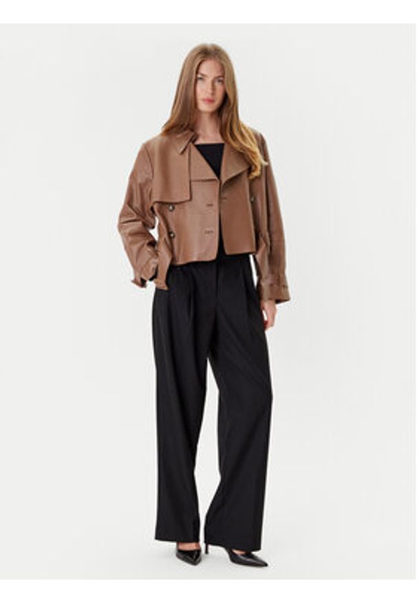 BOSS Kurtka skórzana Satela 50541289 Brązowy Regular Fit. Kolor: brązowy. Materiał: skóra