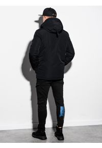 Ombre Clothing - Kurtka męska zimowa C450 - czarna - XXL. Kolor: czarny. Materiał: poliester. Wzór: aplikacja. Sezon: zima #4