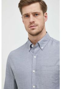 Michael Kors koszula męska kolor granatowy slim z kołnierzykiem button-down. Typ kołnierza: button down. Kolor: niebieski