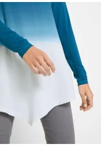 Shirt z dołem w szpic i efektem cieniowania, długi rękaw bonprix niebieskozielony morski - biały. Kolor: niebieski. Długość rękawa: długi rękaw. Długość: długie #5