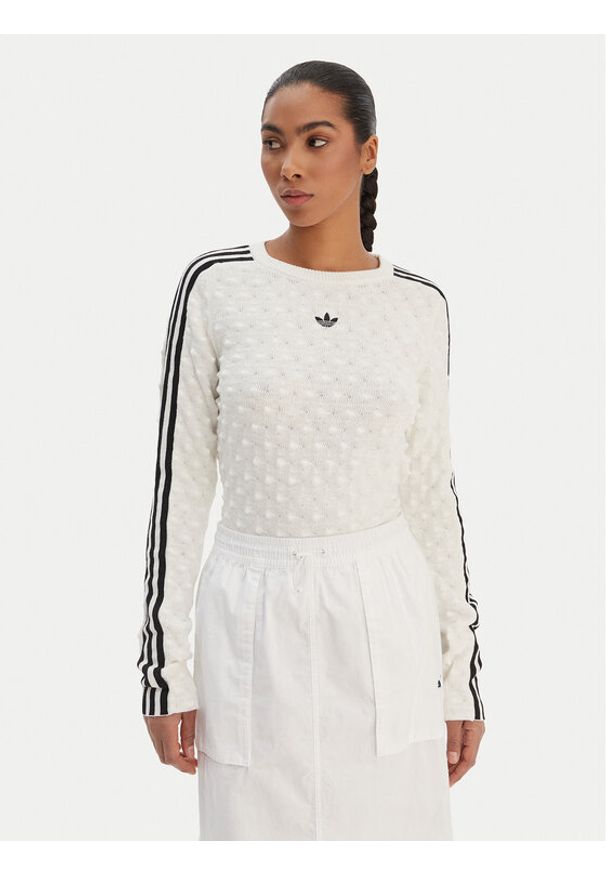 Adidas - adidas Sweter Solid Spike KS6461 Écru Slim Fit. Materiał: syntetyk