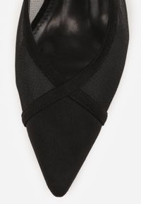 Renee - Czarne Przezroczyste Sandały Vices na Kaczuszce Typu Slingback Atilessa. Zapięcie: sprzączka. Kolor: czarny. Materiał: jeans. Sezon: lato. Obcas: na szpilce. Styl: elegancki, klasyczny, wizytowy #3