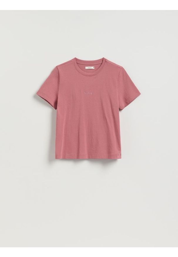 Reserved - T-shirt z nadrukiem - różowy. Kolor: różowy. Materiał: bawełna, dzianina. Wzór: nadruk