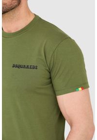 DSQUARED2 Zielony bawełniany t-shirt z małym logo. Kolor: zielony. Materiał: bawełna #4