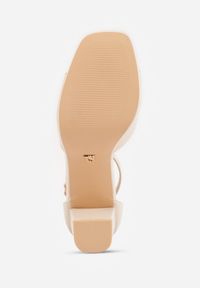 Renee - Beżowe Sandały VICES na Słupku i Grubej Podeszwie z Wkładką ze Skóry Naturalnej Adeia. Okazja: na urodziny, na ślub cywilny, na wesele, na imprezę. Zapięcie: pasek. Kolor: beżowy. Materiał: skóra. Sezon: lato. Obcas: na słupku. Styl: elegancki #7