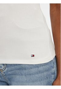 TOMMY HILFIGER - Tommy Hilfiger Top WW0WW45444 Biały Slim Fit. Kolor: biały. Materiał: wiskoza #5