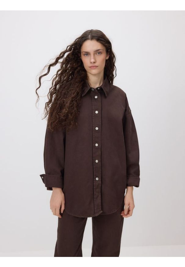 Reserved - Jeansowa koszula - dark grey jeans. Materiał: jeans