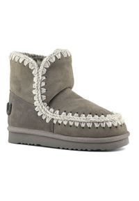 Mou - MOU ESKIMO 18 GLITTER LOGO Śniegowce damskie. Kolor: szary. Materiał: materiał, wełna, zamsz. Szerokość cholewki: normalna. Wzór: aplikacja. Sezon: zima. Styl: elegancki #2