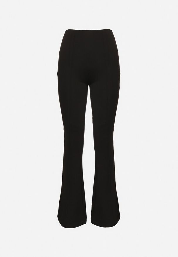 Born2be - Czarne Spodnie z Bawełną i Wiskozą o Kroju Dzwonów z Wysokim Stanem i Gumką w Pasie Lertivra. Stan: podwyższony. Kolor: czarny. Materiał: bawełna, wiskoza. Styl: klasyczny, elegancki