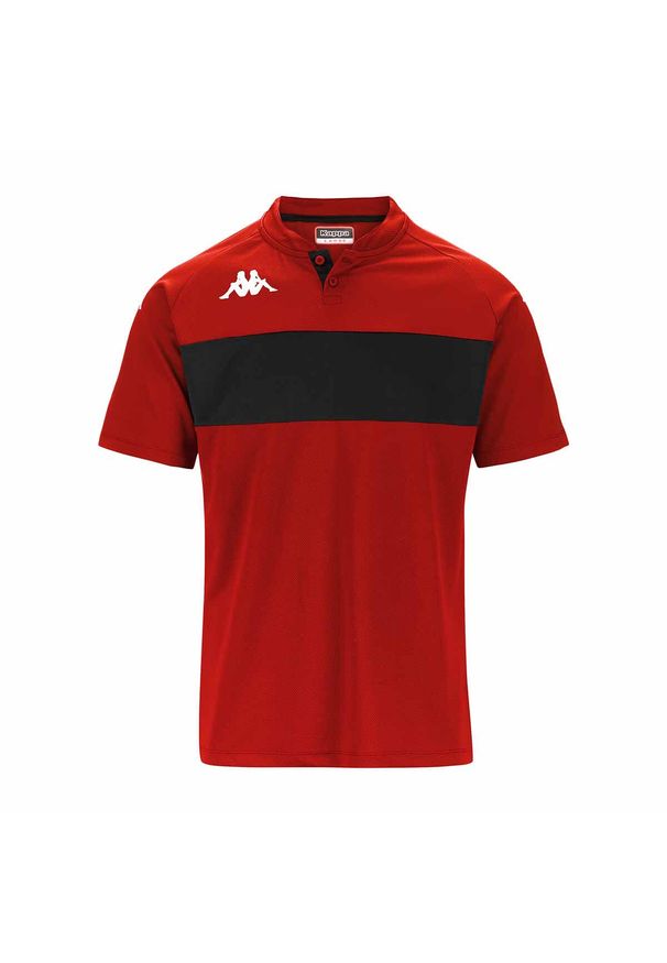 Polo Kappa Dalto. Typ kołnierza: polo. Kolor: wielokolorowy, czarny, czerwony. Sport: piłka nożna