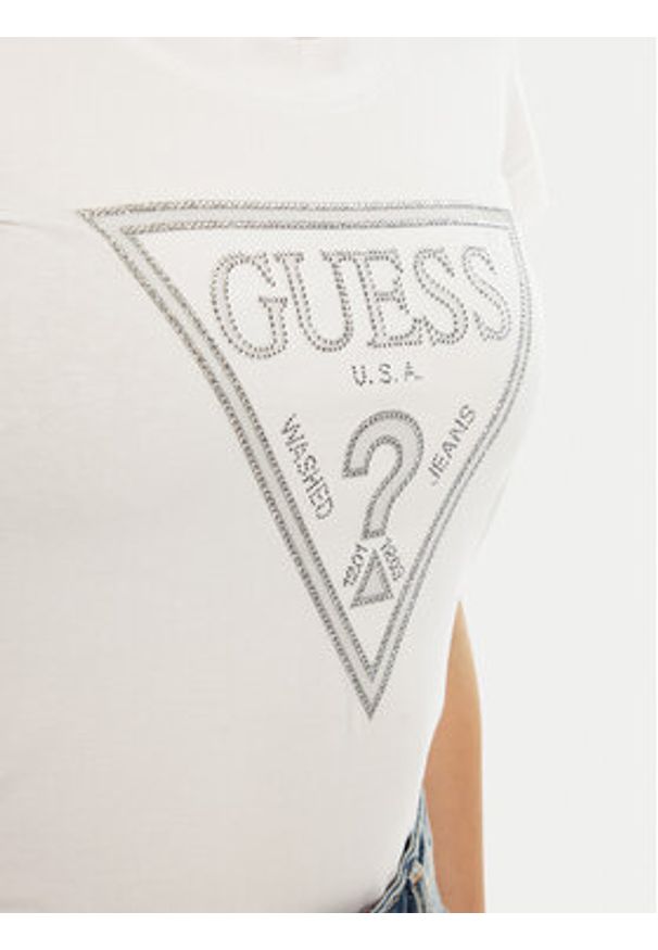 Guess T-Shirt W5RI11 J1314 Biały Regular Fit. Kolor: biały. Materiał: bawełna