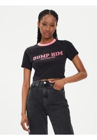Juicy Couture T-Shirt Dump Him JCWCT23314 Czarny Slim Fit. Kolor: czarny. Materiał: bawełna