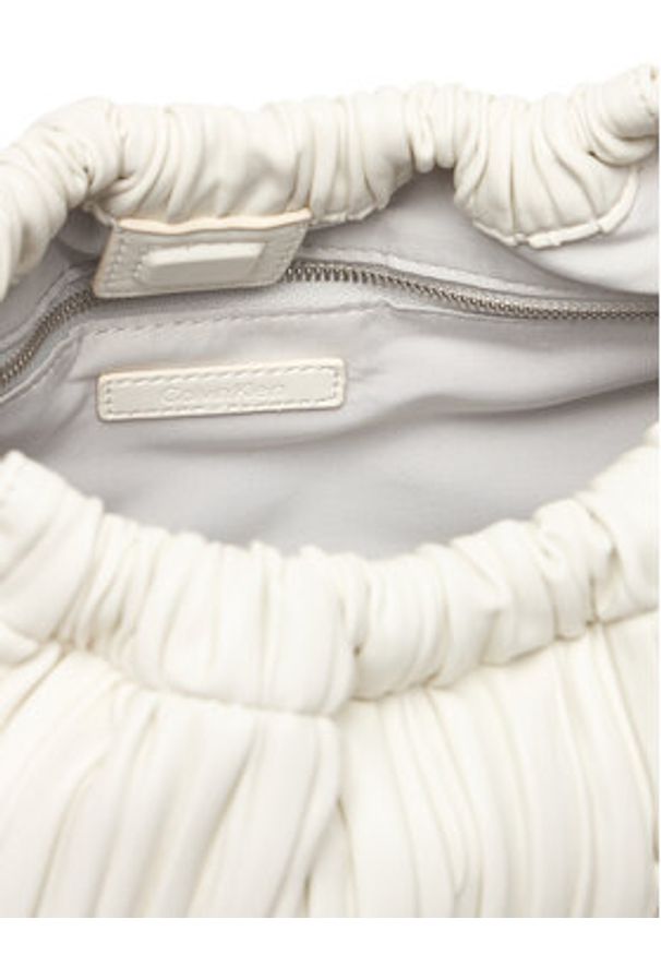 Calvin Klein Torebka Drawstring Plisse Crossbody LV04F3076G Biały. Kolor: biały. Materiał: skórzane