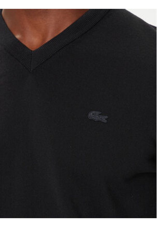 Lacoste Sweter AH1990 Czarny Regular Fit. Kolor: czarny. Materiał: wełna
