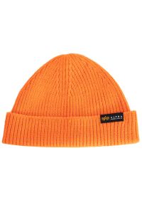 Czapka Alpha Industries Dockers Beanie 138905429 - pomarańczowa. Kolor: pomarańczowy. Materiał: akryl, materiał. Wzór: aplikacja. Sezon: zima. Styl: klasyczny