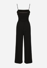 Born2be - Czarny Kombinezon Ozdobiony Paskiem z Szerokimi Nogawkami Deolise. Kolor: czarny. Długość rękawa: na ramiączkach. Wzór: aplikacja. Styl: elegancki #4