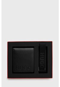 Hugo - HUGO portfel skórzany + brelok 50470772 męski kolor czarny. Kolor: czarny. Materiał: skóra #6