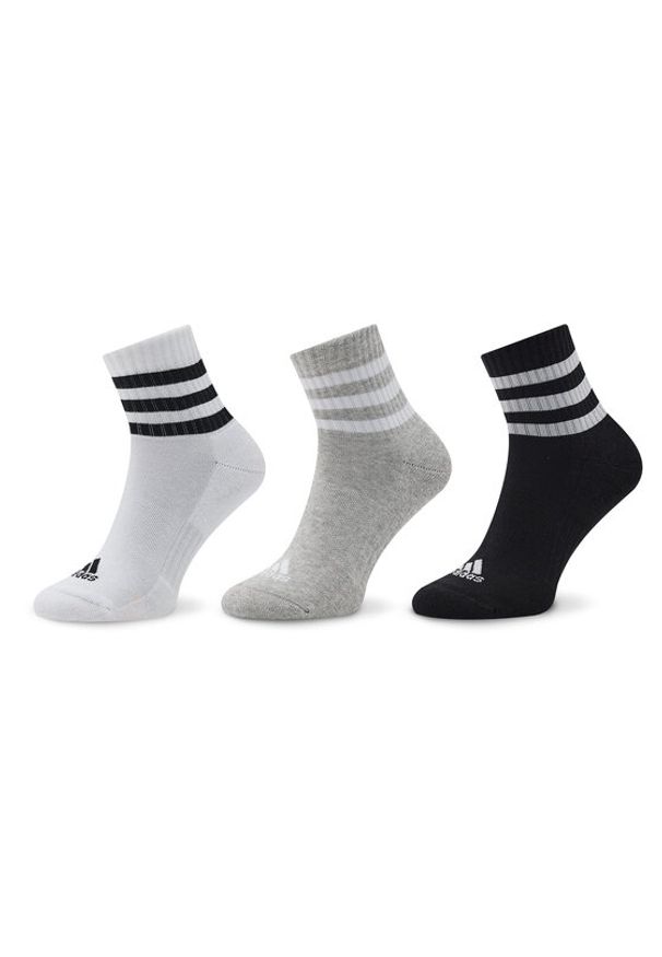 Adidas - adidas Skarpety krótkie 3-Stripes Cushioned Sportswear Mid-Cut Socks 3 Pairs IC1318 Szary. Kolor: szary. Materiał: bawełna