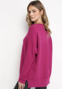 Born2be - Fioletowy Sweter z Rękawem Nietoperz Anfrei. Kolor: fioletowy. Materiał: tkanina. Długość rękawa: długi rękaw. Długość: długie #2