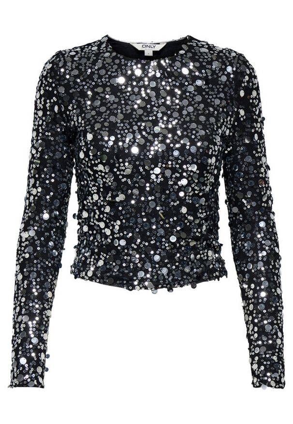 only - ONLY Bluzka Catina 15358382 Czarny Slim Fit. Kolor: czarny. Materiał: syntetyk