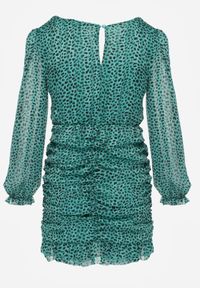 Born2be - Zielona Sukienka Boulderswift. Kolor: zielony. Długość rękawa: długi rękaw. Wzór: nadruk. Typ sukienki: kopertowe. Długość: mini #6