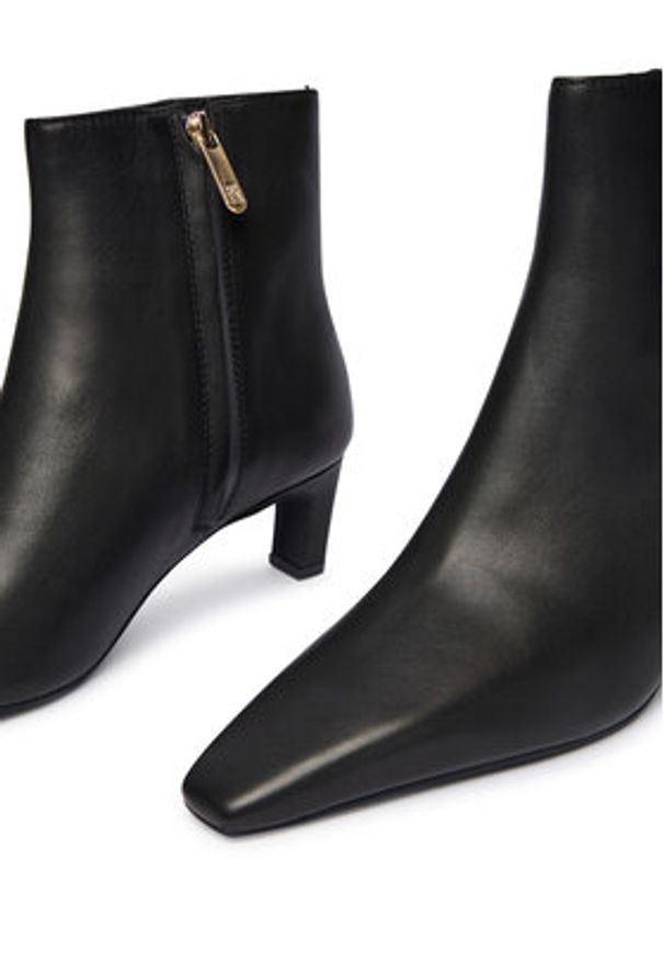 TOMMY HILFIGER - Tommy Hilfiger Botki Th Square Toe Kitten Bootie FW0FW08768 Czarny. Kolor: czarny. Materiał: skóra