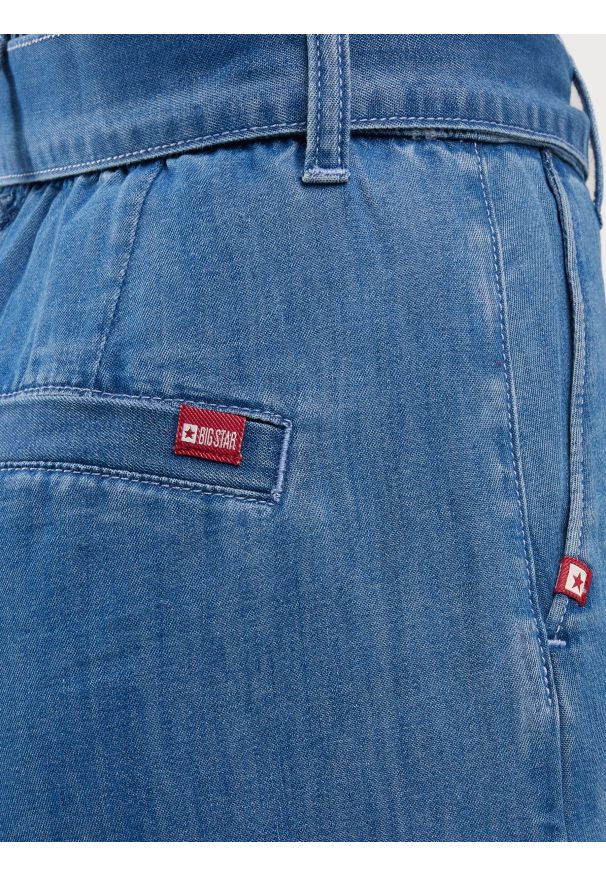 Big-Star - Jeansy damskie wide z paskiem niebieskie Julii 312. Stan: podwyższony. Kolor: niebieski. Sezon: lato, wiosna. Styl: elegancki, retro