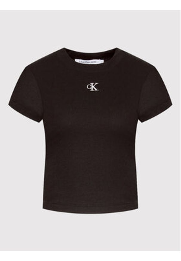 Calvin Klein Jeans T-Shirt J20J218337 Czarny Slim Fit. Kolor: czarny. Materiał: bawełna