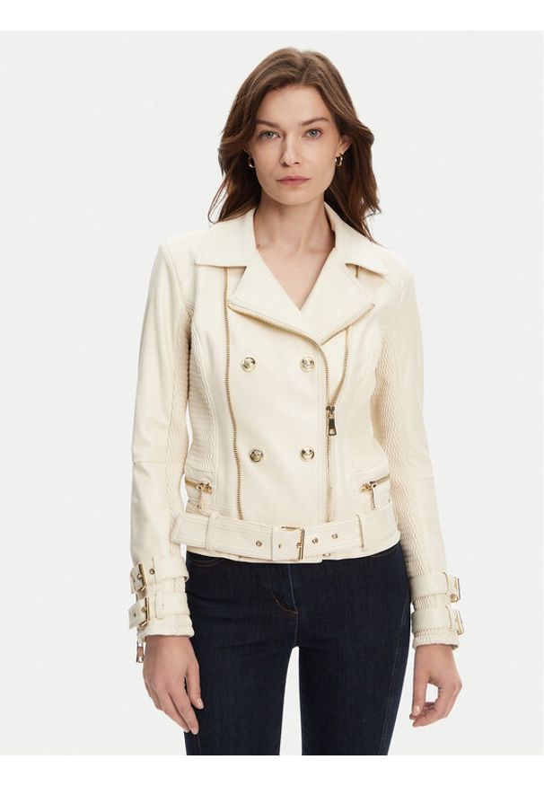 Guess Kurtka z imitacji skóry W4YL33 K8S30 Écru Regular Fit. Materiał: skóra