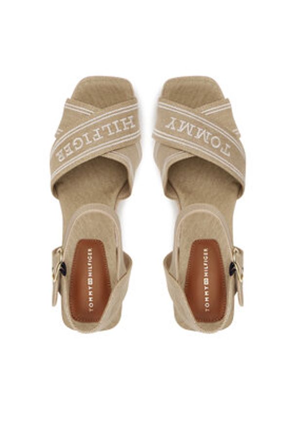 TOMMY HILFIGER - Tommy Hilfiger Espadryle Tommy Hilfiger Espad High Wedge FW0FW08668 Beżowy. Kolor: beżowy. Materiał: materiał