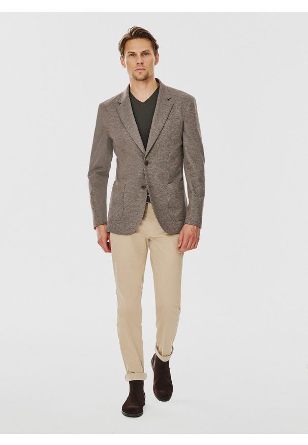 Pako Lorente - PAKO LORENTE – Szaro-brązowa marynarka męska. Kolor: brązowy, wielokolorowy, beżowy, szary, zielony. Materiał: poliester, elastan, wiskoza. Sezon: jesień