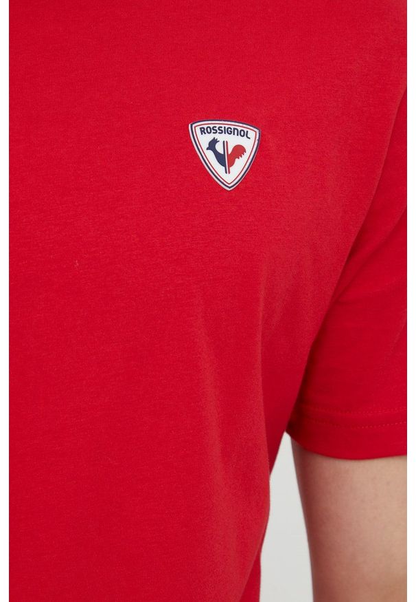 Rossignol t-shirt bawełniany kolor czerwony z aplikacją. Kolor: czerwony. Materiał: bawełna. Wzór: aplikacja