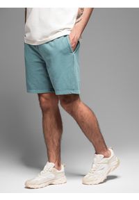 Ombre Clothing - Męskie krótkie spodenki dresowe RELAXED FIT w stylu athleisure – turkusowe V1. Kolor: turkusowy. Materiał: dresówka. Długość: krótkie #5