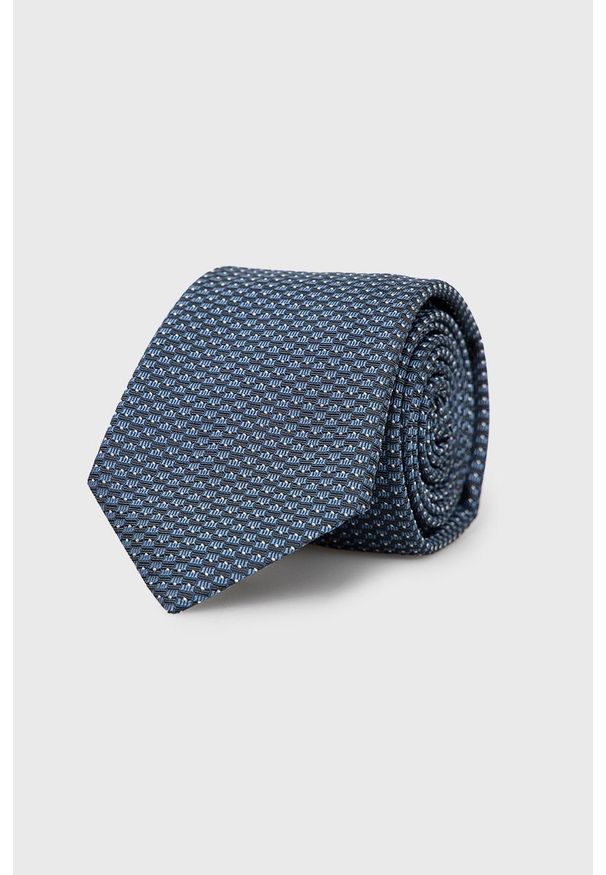 Hugo - HUGO krawat z domieszką jedwabiu 50468221. Kolor: niebieski. Materiał: jedwab